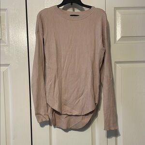 Ribbed Long Sleeve sweater top in Light Pink